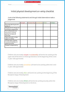 Initial Physical Development – On Entry Checklist