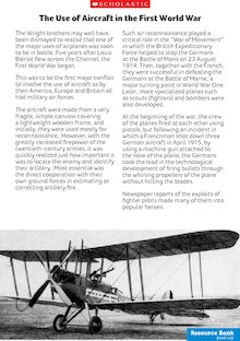 Activity C – The use of aircraft in WW1