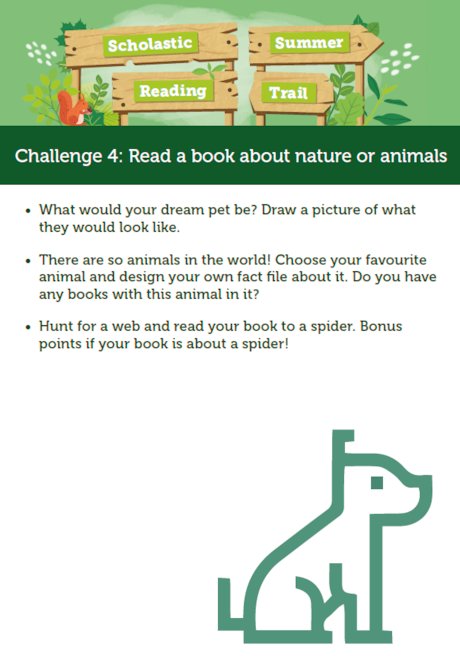 Scholastic Summer Reading Trail Challenge 4 activities