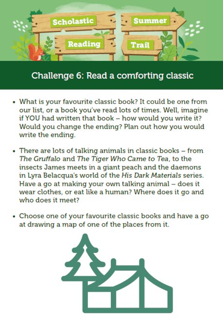 Scholastic Summer Reading Trail Challenge 6 activities
