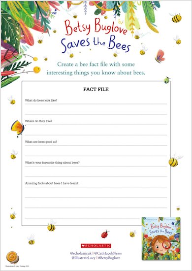 Betsy Buglove Saves the Bees Activity Sheets 