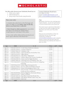 Scholastic Book Fair Order Form Summer 2022 Word Document