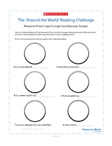 Around the World Reading Challenge Resource Sheet: I Spy Through My Telescope – Europe!