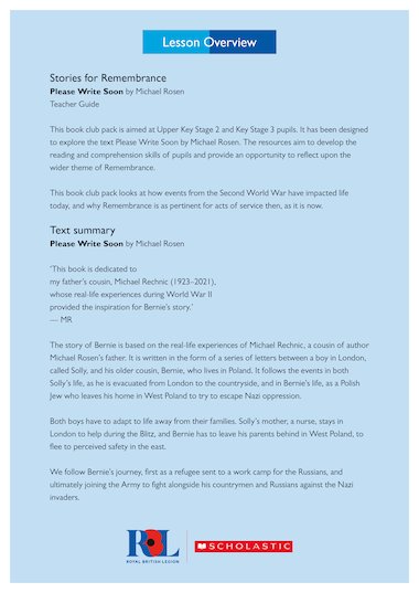 Cover of 'Please Write Soon' teacher guide