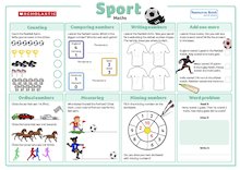 Sports-themed maths activity mat