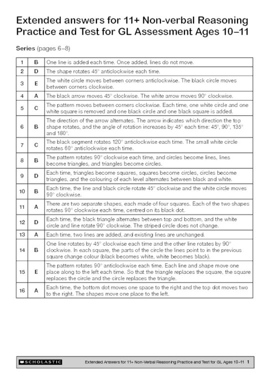 Gl Assessment Example Pass Your 11+ GL Assessment Non-Verbal Reasoning Extended Answers ...