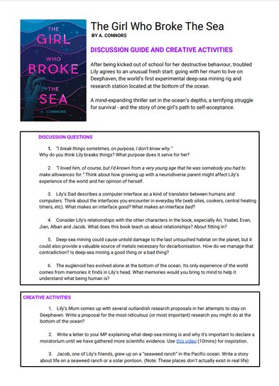 The Girl Who Broke the Sea - Discussion Guide