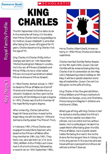 King Charles III Biography And Questions – FREE Primary KS1 Teaching ...