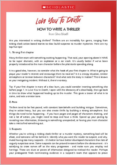 Love You To Death - Gina Blaxill's Thriller Writing Tips