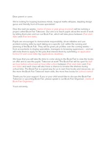 Book Fair Takeover - Parent Letter