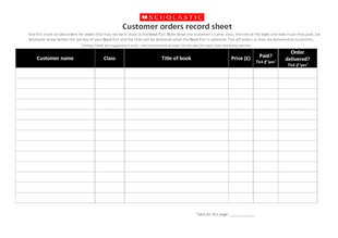 Book Fair Takeover: Customer Record Sheet