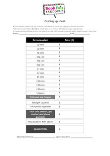 Book Fair Takeover - Cashing Up Form