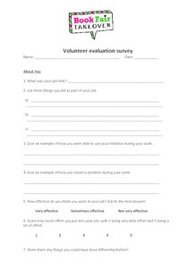 Book Fair Takeover - volunteer Evaluation Survey