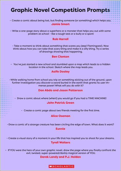 Graphic Novel Prize Competition - Full Prompt List