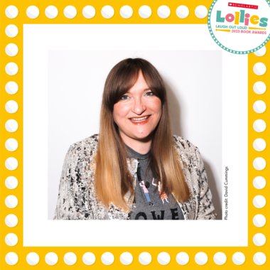 A photograph of Alison Perry with a yellow and white border and the Lollies 2025 logo in the top right-hand corner. A photograph of Alison Perry with a yellow and white border and the Lollies 2025 logo in the top right-hand corner.