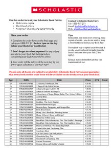 Scholastic Ireland Book Fair Order Form Autumn 2025 - PDF Scholastic Ireland Book Fair Order Form Autumn 2025 - PDF