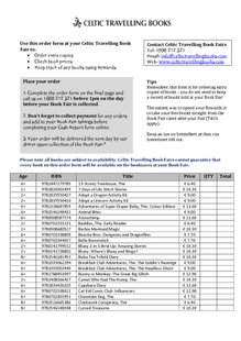 Celtic Travelling Book Fair Order Form Autumn 2025 - PDF Celtic Travelling Book Fair Order Form Autumn 2025 - PDF