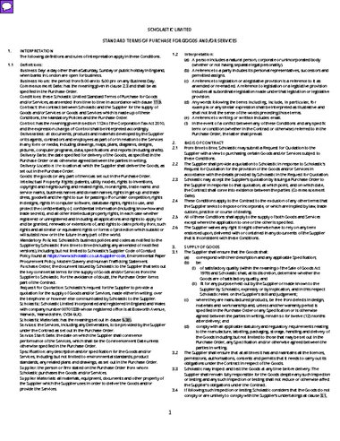 Scholastic standard terms of purchase