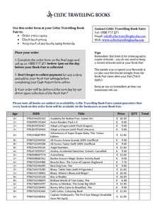 Celtic Travelling Book Fair Order Form Spring 2026 PDF