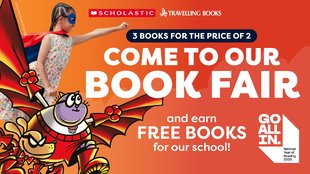 Scholastic 3 for 2 Book Fair Social Media Graphic March 2026 Scholastic 3 for 2 Book Fair Social Media Graphic March 2026