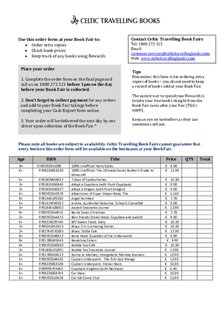 Celtic Travelling Book Fair Order Form Autumn 2026 PDF